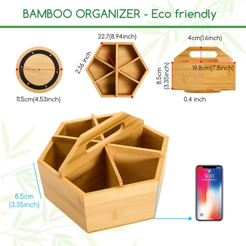 MEEDEN Rotating Art Supply Organizer: Bamboo Pen & Pencil Holder for Desk