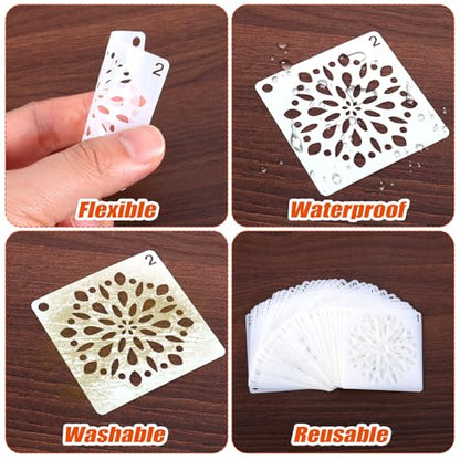 60pcs Mandala Stencils for Painting, Mandala Dotting Templates (Style 2) | 2x2 Inch Reusable PET Crafts Art Drawing Stencil for Rocks Wood Furniture Canvas Fabric Decoration DIY Projects - style: B
