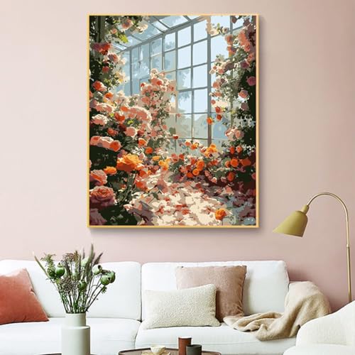 ZRIZQ Paint by Numbers Kit for Adults Beginners,Floral DIY Painting Set,Relaxing Creative Craft Activity,16x20 Inch-Flowers 13 - color: 16"X20"Rolled Canvas(Frameless)-Flowers 13