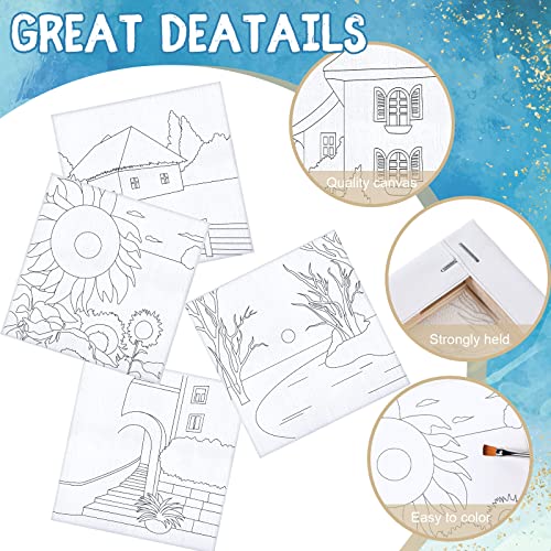 Honoson 6 Pcs 6 Inch Pre Drawn Outline Canvas Paint Kit with Pictures for Adults Paint Party Stretched Canvas Art Boards Set for Adult Beginner(Classic Style) - style: Classic Style