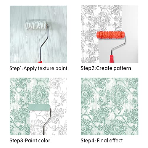 Nichiyo 7'' Texture Roller DIY Decorative Art Pattern Paint Roller Rubber Roller for Walls, Furnitures and Floors Decoration(EG043T) | Embossing Texture Rubber Roller Painting Supplies Pattern Paint Roller Rubber Roller for Walls, Furnitures Decoration(EG