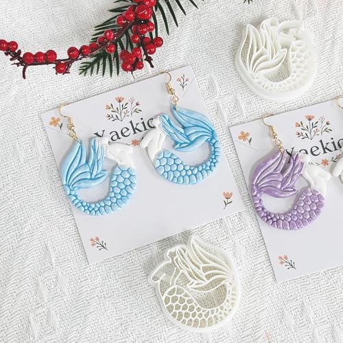Xaekicr Dragon Mermaid Polymer Clay Cutters Set – Fantasy Clay Earring Cutters for DIY Jewelry Making – Polymer Clay Molds and Clay Tools - color: I color