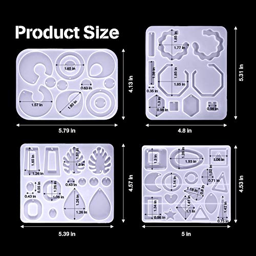 Patelai 4 Pcs Resin Earring Molds Irregular Shaped Earrings Silicone Mold for Epoxy Resin Dangle Drop Jewelry Making Kit for Women DIY Crafts Necklace Pendants Keychain(Geometric) - style: Geometric
