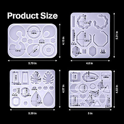 Patelai 4 Pcs Resin Earring Molds Irregular Shaped Earrings Silicone Mold for Epoxy Resin Dangle Drop Jewelry Making Kit for Women DIY Crafts Necklace Pendants Keychain(Geometric) - style: Geometric
