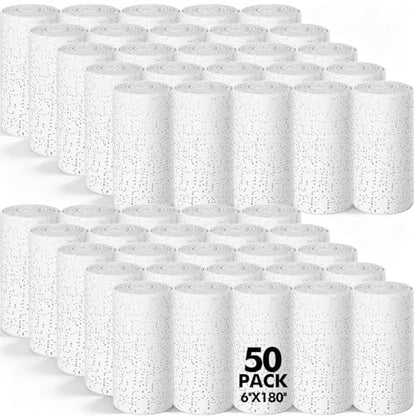 Preboun 50 Pack Plaster Cloth Gauze Bulk for Craft Art, 6 Inch x 180 Inch | Ideal Paper Mache Belly Casting Mask Making, Plaster Strips School Classroom Back to School Art Projects - size: 6 Inch X 180 Inch
