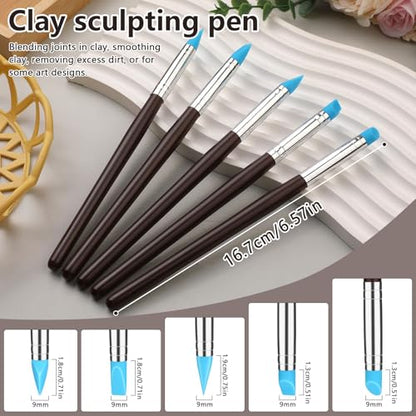 10 Pcs Silicone Clay Tools, Silicone Sculpting Tools, Polymer Clay Tools | Dotting Tools for Painting, Silicone Brushes for Crafts, Nails - color: Color C