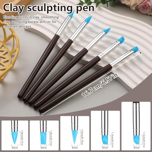 10 Pcs Silicone Clay Tools, Silicone Sculpting Tools, Polymer Clay Tools | Dotting Tools for Painting, Silicone Brushes for Crafts, Nails - color: Color C