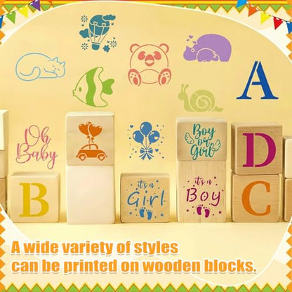 Marspark 72 Pcs Small Stencils for Crafts Reusable 3 Inch Stencils for Painting on Wood DIY Craft Paint Template for Wall Home Decor Card Rock Canvas Drawing Holiday (Baby Shower) - style: Baby Shower