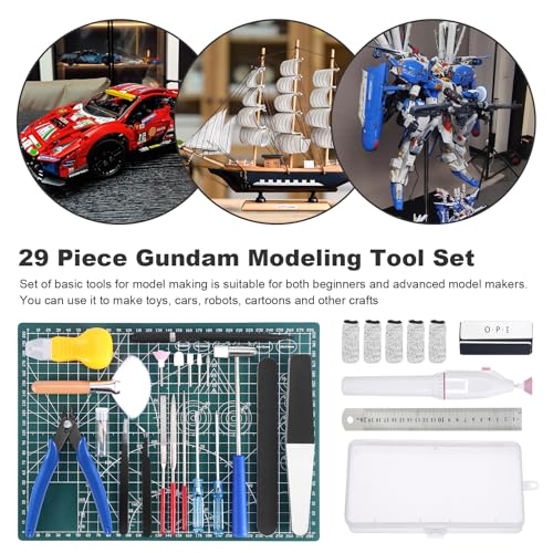 Fippy 29PCS Gundam Model Tools Kit, Model Basic Tools Kit, Hobby Building Tools Kit for Gundam Basic Models Assembling, Building and Repairing - style: Set B