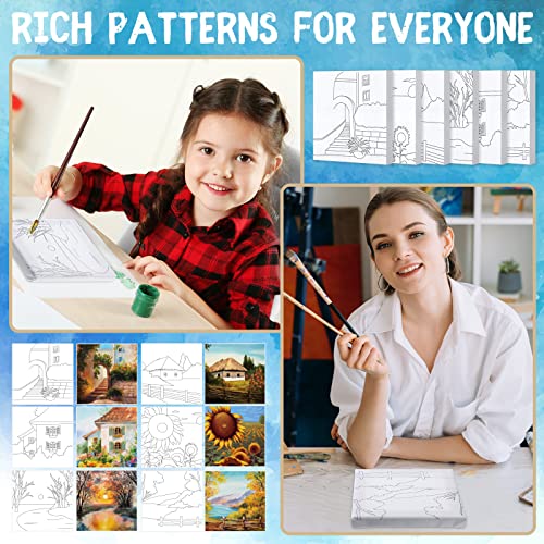 Honoson 6 Pcs 6 Inch Pre Drawn Outline Canvas Paint Kit with Pictures for Adults Paint Party Stretched Canvas Art Boards Set for Adult Beginner(Classic Style) - style: Classic Style