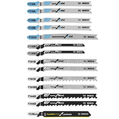 Bosch 14 pc. Laminate/Wood/Metal T-Shank Jig Saw Blade Set T14C - size: 14 pack