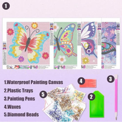 JATOK Diamond Art Kits for Kids, Gem Craft Kits, 4 Pack, Animals, 6 x 6 in - color: Blue