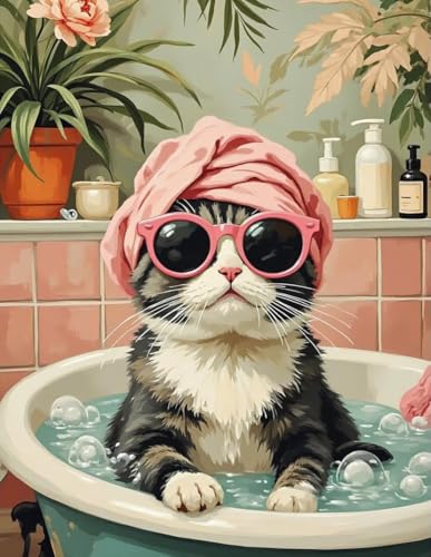 Cat Diamond Art Kits for Adults Round Diamond Painting 12x16 Inch - color: DD144