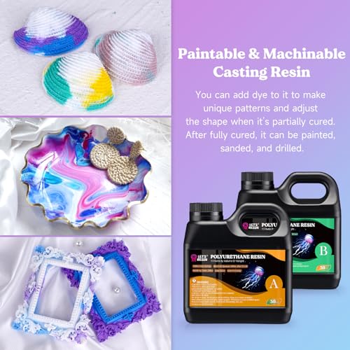 LET'S RESIN Polyurethane Resin, 60oz Fast Cured Resin Within 10 Minutes | 2 Part Casting Resin,Low Viscosity & Low Odor Pourable Liquid Plastic for Casting Models, Prototypes & Resin Craft