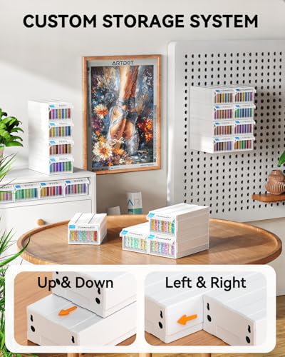 ARTDOT 2 Pack Diamond Painting Storage Containers with 70 Rectangle Grids, Bead Organizer Box Stackable Assembly Design for Crafts Storage Accessories, Art Beads, Seeds - size: 70 Containers with 2 Drawers