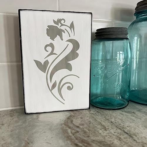 yhslmh Floral Stencils for Painting on Wood Furniture Wall Reusable Canvas Flower Flourish Swirls Stencil for Crafts Boho Art Projects Drawing Card Making Pattern Decoratives (Flourish Swirls) - style: flourish swirls