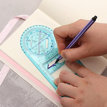 1PCS Multifunctional Geometric Ruler Geometric Drawing Template Measuring Tool Plastic Draft Rulers Students for School Office Supplies