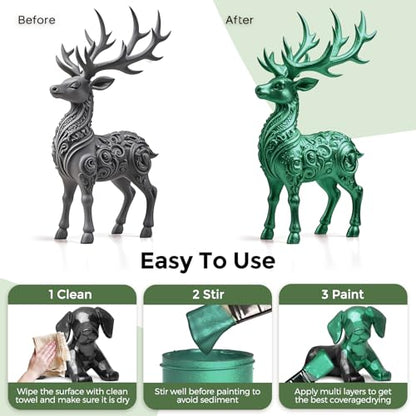 Nicpro Metallic Emerald Green Acrylic Paint, 8.45oz/250ml Craft Paints | Large, Non Toxic, Non Fading Pearlescent Paint for Metal, Wood, Clay, Canvas, Ceramic, Furniture, Handcrafts, Art Supplies - color: Metallic Emerald Green, size: 8.45 Fl Oz (Pack of