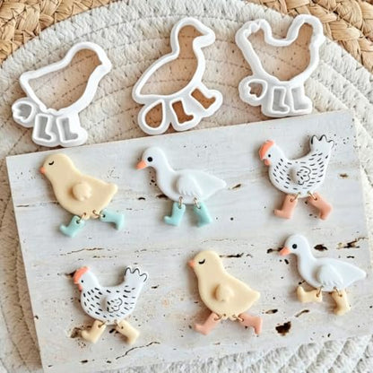 9Pcs Farm Animal Clay Cutters | Duck Polymer Clay Earring Molds for DIY Jewelry Making, Cute Farm Themed Clay Cutters for Earrings, Brooches & Pendants - color: Duck