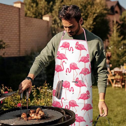 Apron with 2 Pockets,Kitchen Chef Artist Aprons for Cooking Gardening Baking Painting, Waterproof Apron 33" x 27" - color: Flamingo