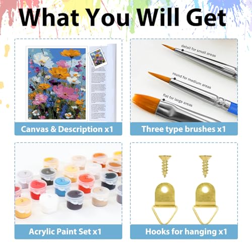 Paint by Numbers Kit for Adults, Adult Paint by Number Kits 16x20 Inch - color: Wildflowers