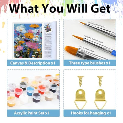 Paint by Numbers Kit for Adults, Adult Paint by Number Kits 16x20 Inch - color: Wildflowers