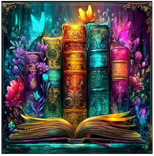CRZMODE Book Diamond Art Kits for Adults, Magical Book Diamond Painting Kits for Adults Beginners, 5D DIY Round Full Drill Gem Art Paint by Diamonds Dots Crafts Kits for Home Decor Gift 14x14 Inch - color: Book03(14X14")