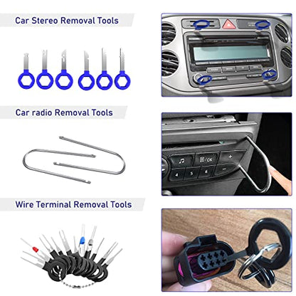 JNLK 352pcs Trim Removal Tool, Pry Tool, Door Panel Removal Tool Kit, Clip Tool, Fasteners Removal Tool with Car Retainer Body Clips Set, Blue - color: Blue