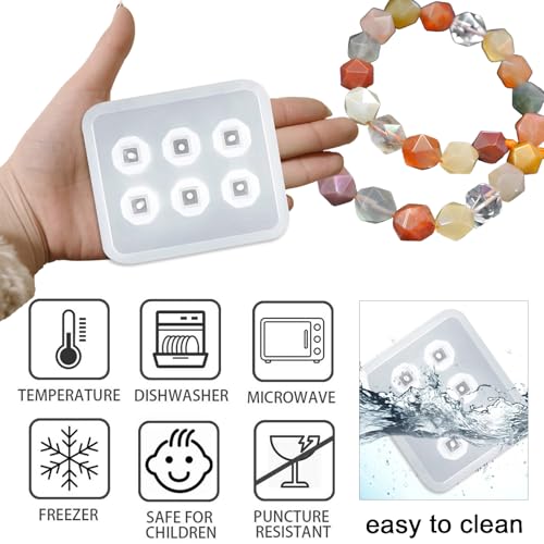 Resin Crystal Silicone Molds with Hole, 2 Pack, 6-Cavity Diamond Shape Resin Casting Molds for Earrings Pendants Bracelets and Necklaces - color: Diamond Reisn Molds ZH377