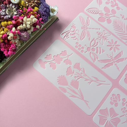 6Pcs Flower Butterfly Plant Stencils, Reusable PET Templates for DIY Crafts & Wood Carving - color: 6 Butterfly
