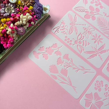 6Pcs Flower Butterfly Plant Stencils, Reusable PET Templates for DIY Crafts & Wood Carving - color: 6 Butterfly