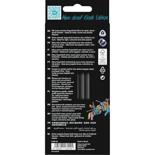 Faber-Castell Black Edition Colored Pencils, Neon & Pastel Colors - color: Neon + Pastel, size: 12 Count (Pack of 1)