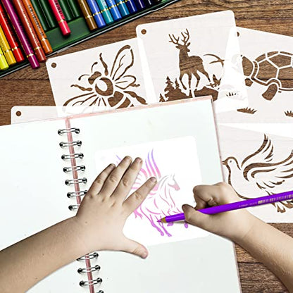 50 PCS Animal Painting Stencils Reusable Animal Stencils for Painting on Wood Rocks Canvas Fabric Glass Pottery 4x4 Inch - color: Animal