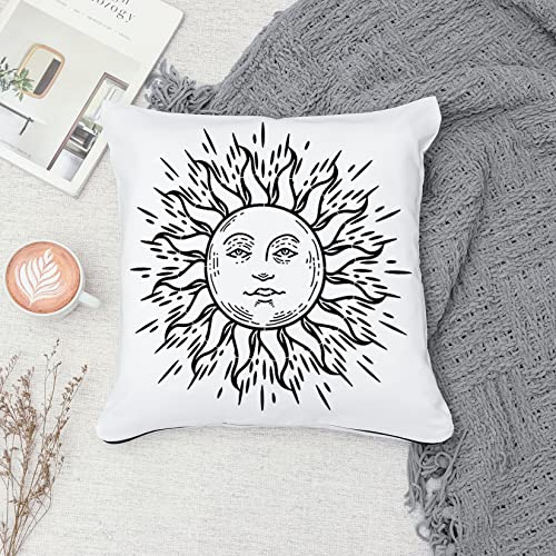 9 Pieces Large Mandala Sun and Moon Stencil Butterfly Flower Tree Paint Stencils for Crafts Reusable Templates Star Celestial Stencils for Painting Wood Wall Furniture Home Decor (Sun Moon)