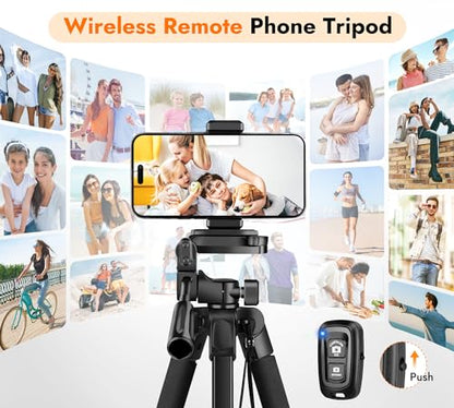 JOILCAN Phone Tripod Stand - 67" Aluminum Extendable Tripod with Remote - color: Dark, size: 67 Inch