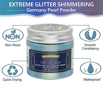 Metallic Acrylic Paint -Blue Planet High Brightness Glitter Pigment-Art Craft for Artists & Painters, Canvas Halloween Pumpkin Ceramic Rock Painting (Cosmic Planet) - color: Cosmic Planet