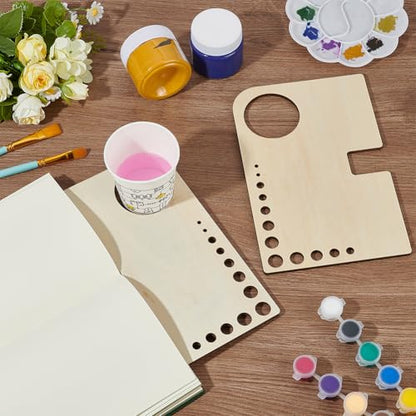 BENECREAT 2Pcs Wooden Portable Drawing Book Stand, Mini Sketchbook Easel Compact Sketch Board for Brush Organiser for A6 Sketchbook, Oil Brush, Painting, Sketching Notes and Exercises