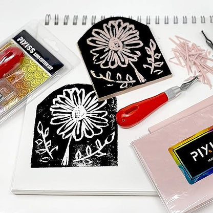 Stamp Carving Blocks (8 Rubber Blocks + Carving Tool) - size: 8 Rubber Blocks + Carving Tool