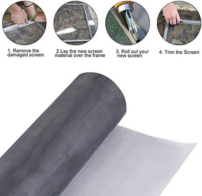Fiberglass Screen Roll 48" x 100' A Continuous Roll UV Protection Install and Repair Door and Window Screen(48" x 100', Black) - color: Black, size: 48" x 100'