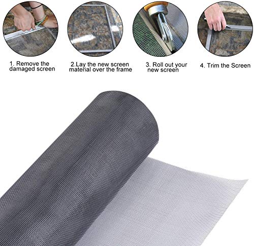 Fiberglass Screen Roll 59" x 100' A Continuous Roll UV Protection Install and Repair Door and Window Screen(59" x 100', Black) - color: Black, size: 59" x 100'