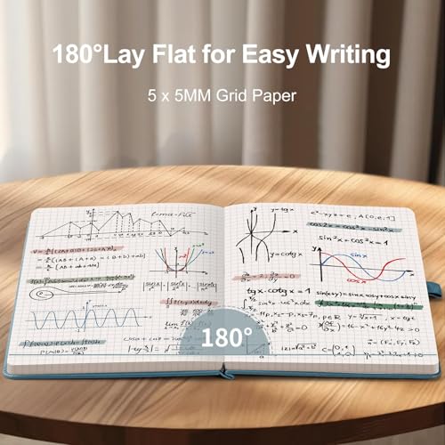 AHGXG Graph Paper Notebook, 120 GSM Paper, 160 Pages, A5 (5.7'' X 8.3'') - color: Gray Blue, style: A5-Grid-120G