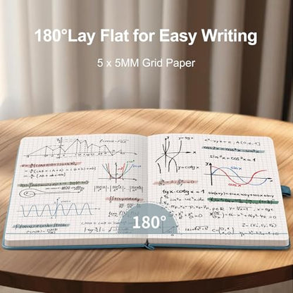 AHGXG Graph Paper Notebook, 120 GSM Paper, 160 Pages, A5 (5.7'' X 8.3'') - color: Gray Blue, style: A5-Grid-120G