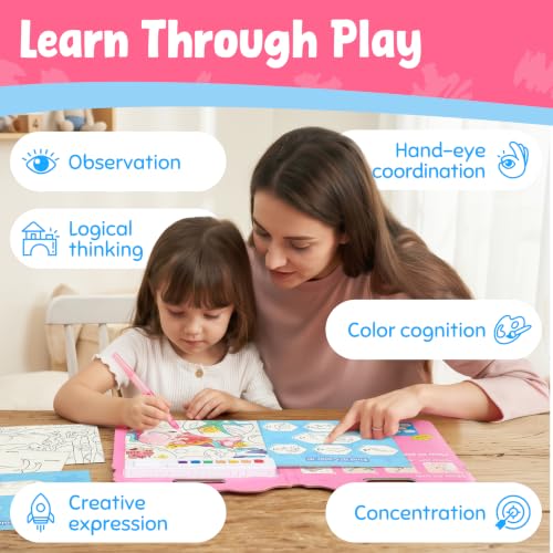 JoyCat Find & Color Paint with Water Coloring Books for Toddlers | Seek and Find Learning Activity, Magical Pony No Mess Arts & Crafts Kids Toys Ages 3-5 & 4-8, Birthday Gifts for Boys & Girls - style: Magical Pony