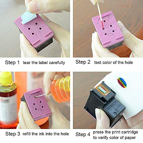 Aomya Ink Refill Kit 100ml for HP 67 61 65 60 62 63 910 920 901 902 932 933 934 940 952 94 95 96 Inkjet Printer Cartridges Refillable Ink Cartridges CIS CISS System 4 Color Set with 4 Syringes - size: BK/CMY