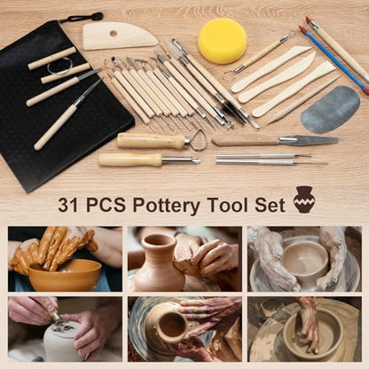 Amrules 31 Pcs Polymer Clay Sculpting Tools Kit for Adults, Light Yellow - color: Lightyellow-31Pcs