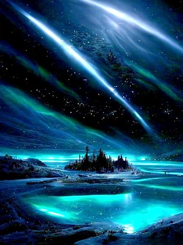 Yunnuo Diamond Painting for Adults & Beginner, DIY 5D Diamond Art Kits Landscape, Aurora Gem Painting Kit with Round Diamonds, Scenery Diamond Dot for Wall Art Decor 12x16inch - color: C001-Aurora 30x40cm