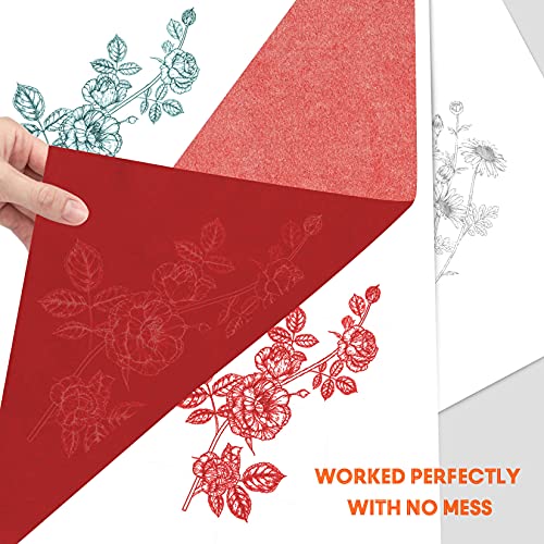 PSLER Red Carbon Paper for Tracing - 30pcs Graphite Transfer Paper, A4 | Use with Tracing Paper, Carbon Copy Paper for Drawing Patterns on Wood, Canvas, Fabric, Artist Lettering & Sketching - color: red