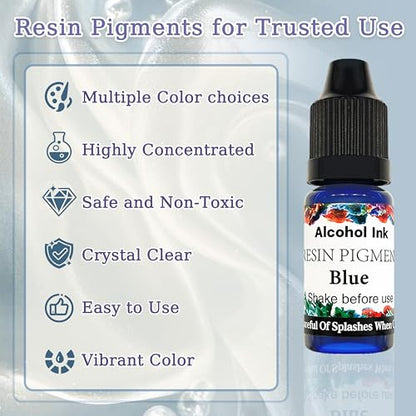 Alcohol Ink Set - 16 Colors Vibrant Colors High Concentrated Alcohol-Based Ink, Concentrated Epoxy Resin Paint Colour Dye Great for Resin Petri Dish, Coaster, Painting -10ml Each