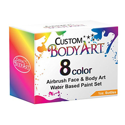 Custom Body Art 1-oz 8 Color Primary Airbrush Water Based Face-Body Paint - color: 8 Color Kit