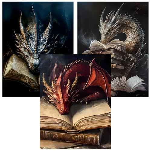 Axquilon 3 Packs Dragon Paint by Numbers Kit for Adults 12x16in - color: 3 Pack Dragon